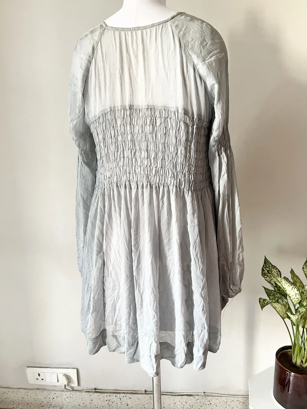 Powder blue sheer dress thumbnail view 4