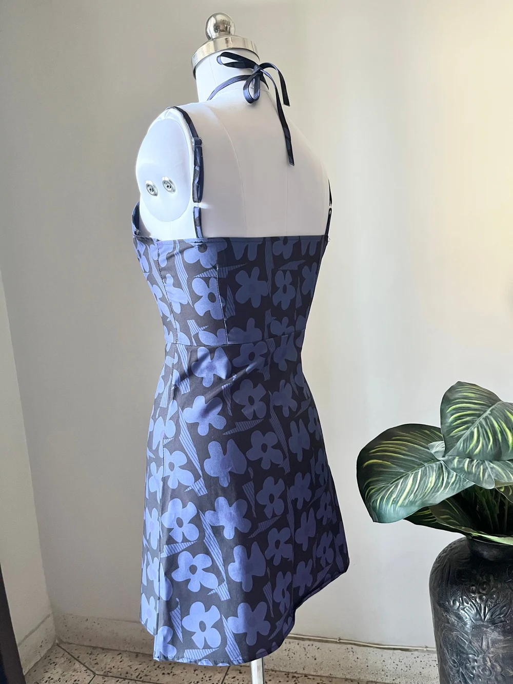 Purple floral dress thumbnail view 3