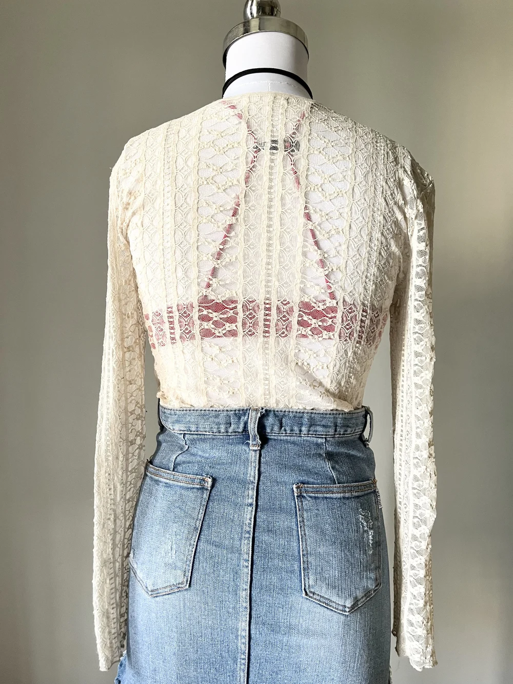 Beige lace top  thumbnail view 4