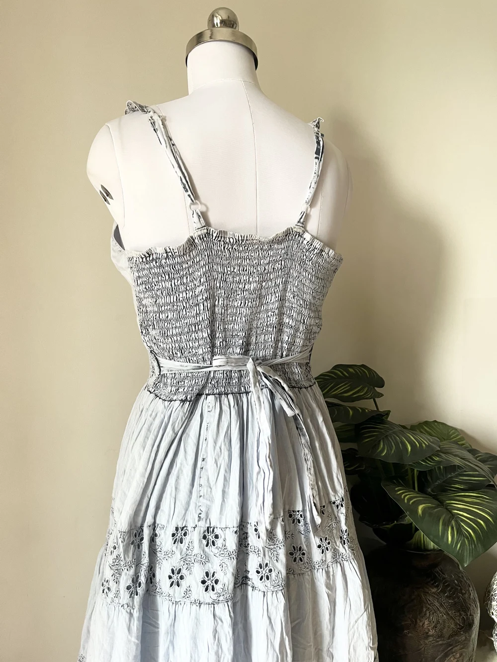 Powered blue schiffli maxi dress thumbnail view 5