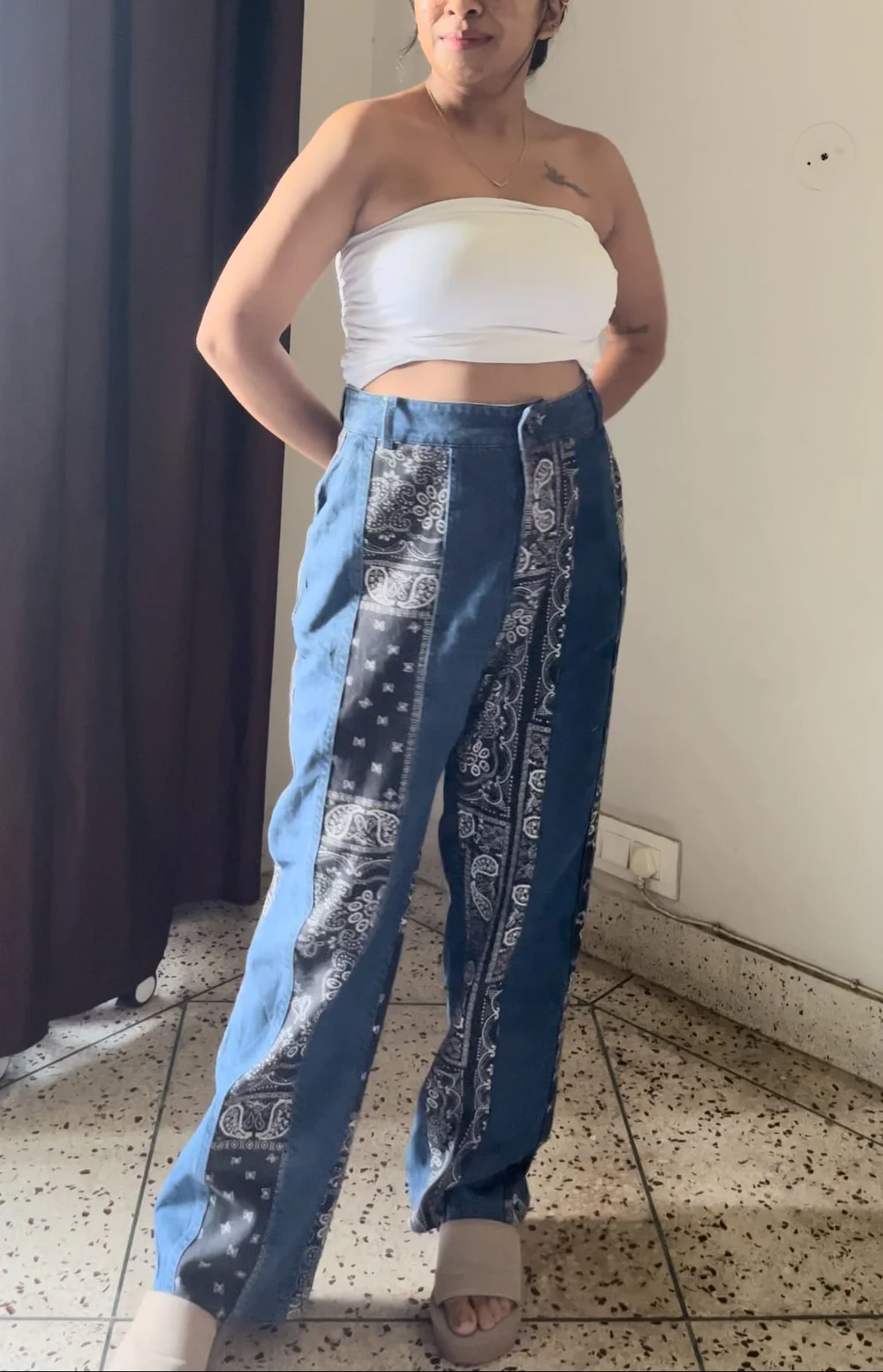 Printed blue denim  thumbnail view 6