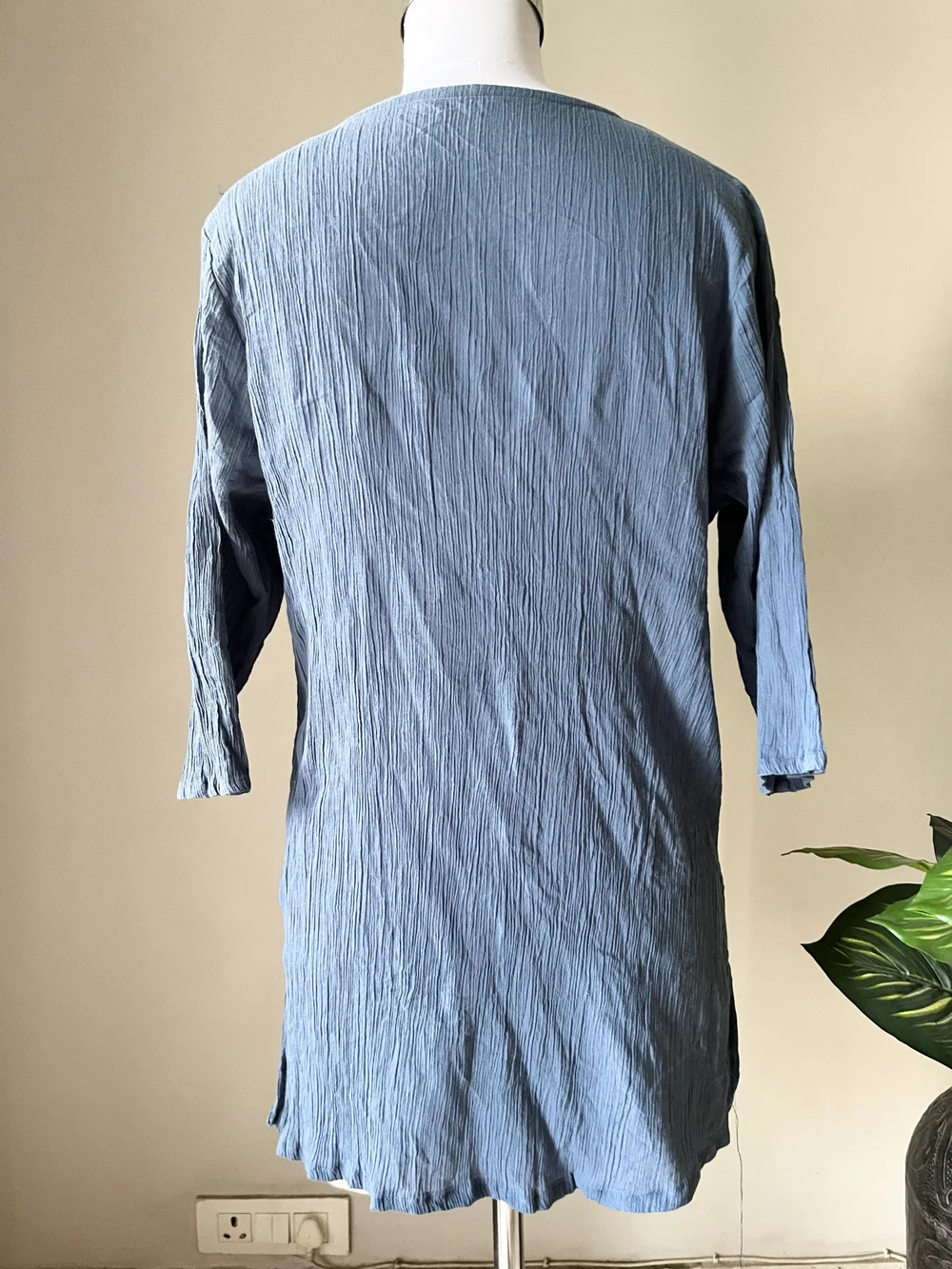 Blue embroidered kurti  thumbnail view 4