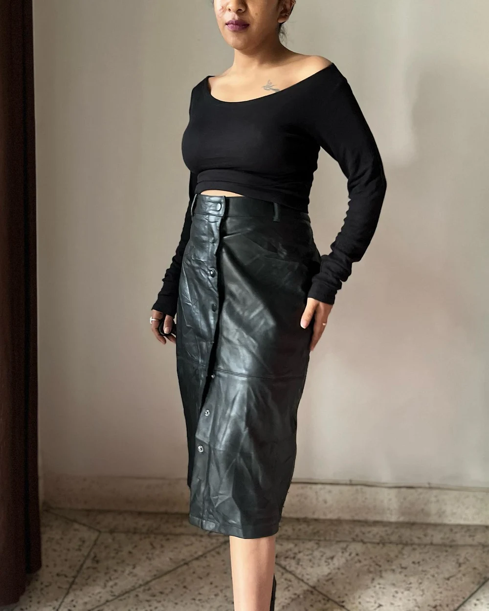 Leather midi skirt  thumbnail view 6