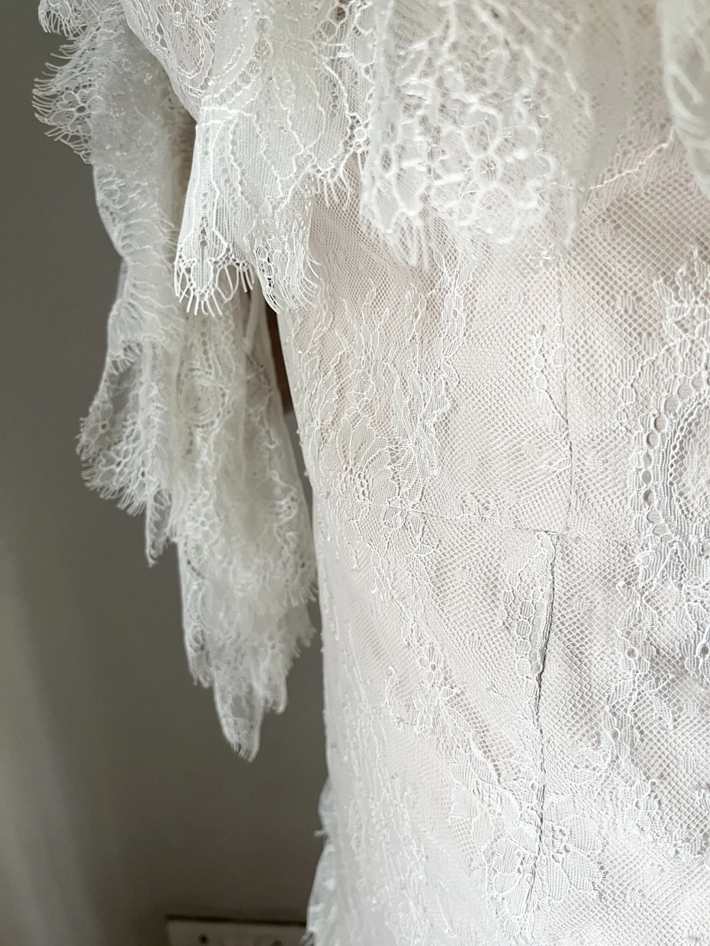 Baby pink frill cold shoulder dress thumbnail view 2