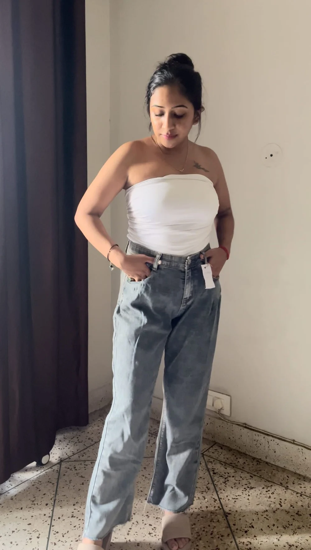 Charcoal blue straight fit jeans  thumbnail view 4