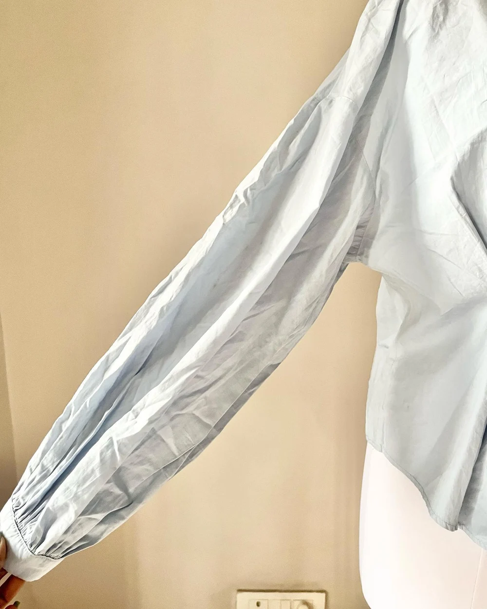 Pastel blue tie-up neck shirt  thumbnail view 6
