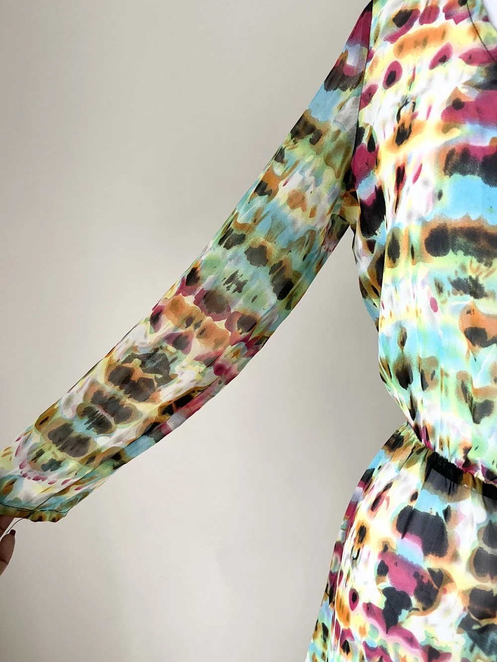 Multicolored Semi-Sheer maxi dress  thumbnail view 4