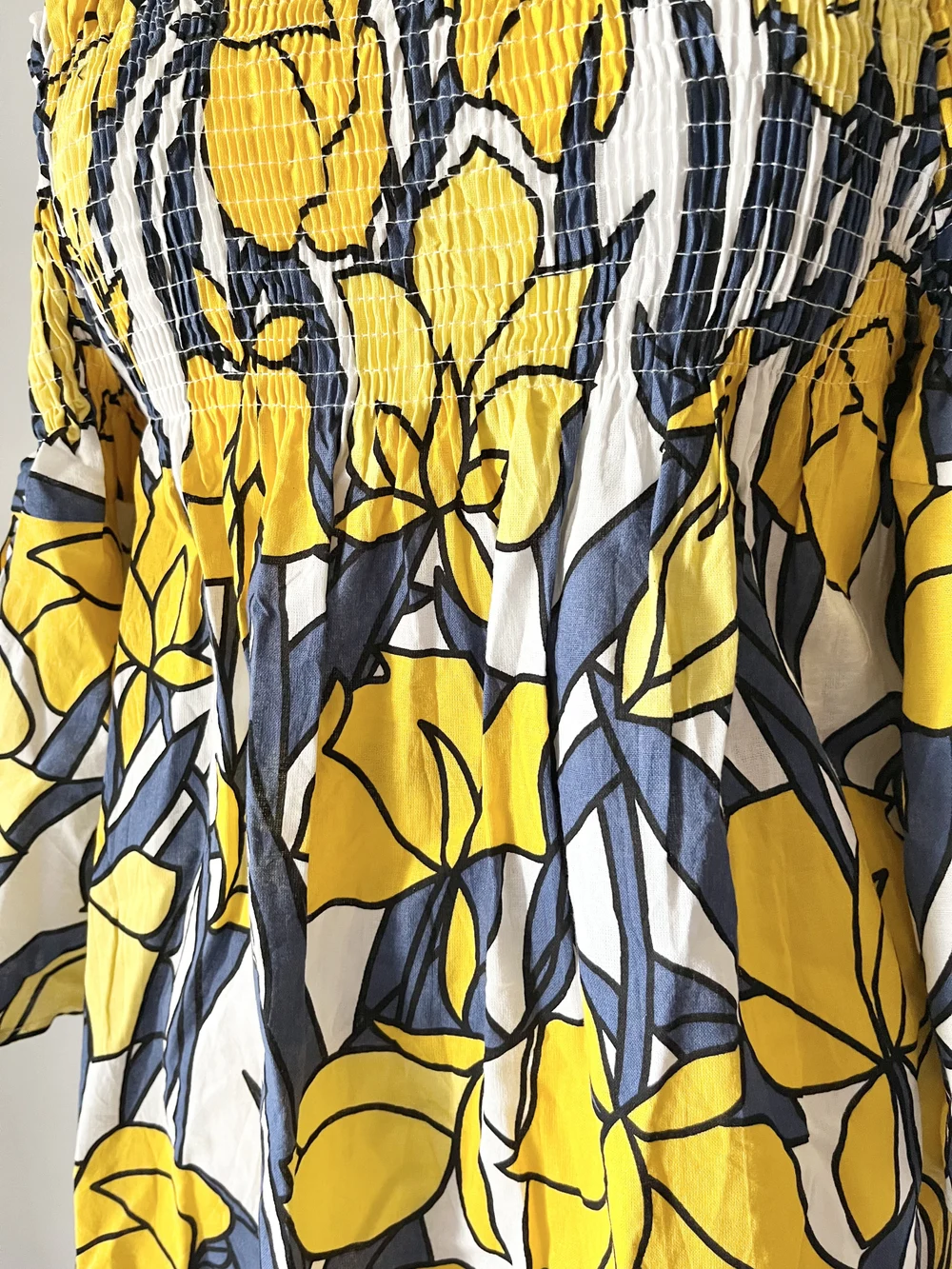 Yellow cold-shoulder printed dress thumbnail view 3